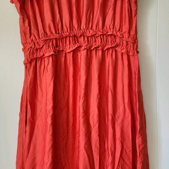 J.Jill Cottagecore Prairie Ruffle Autumn Maxi Dress Orange Large - Picture 11 of 13